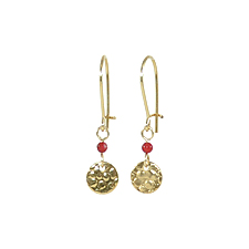 Boucles d'oreilles "Pampille" plaqué or, Agate rouge