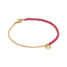Bracelet "Pampille" plaqué or, Agate rouge